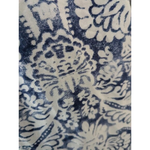 ZARA Blouse Women's Sz L Floral Blue White Button Down Tunic Boho Chic French - Picture 5 of 12